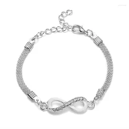 Link Bracelets Rhinestone Infinity Bracelet Men ' S Women Jewellery 8 Number Pendant Charm Couple For Lover Friend