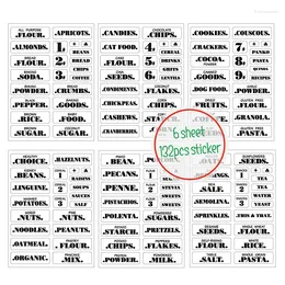 Wall Stickers Farmhouse Pantry Labels 6 Sheets Transparent Waterproof Food Jar For Organisation KIMA88