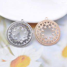 Charms 10pcs Antique Silver Color Round Imitation Pearl Metal Golden Pendants DIY Making Earrings Women Jewelry