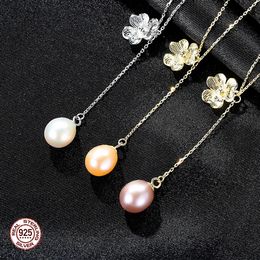 Charming Freshwater Pearl Flower s925 Silver Pendant Necklace Women Retro Luxury 18k Gold Plated Necklace Fashion Sexy Collar Chain Female High end Jewelry