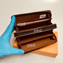 DUAL ZIP WALLET Womens Fashion Long Zippy Wallet Card Holder Coin Purse Key Pouch Brown Waterproof Canvas with Gift Box m61723203N