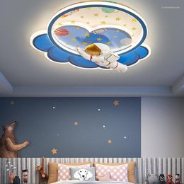 Chandeliers 2023 Astronaut Chandelier Light For Children Bedroom Acrylic Sconces LED 220V Dimming Remote Control Lighting Blue