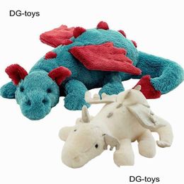 Plush Dolls Fluffy Hair Blue Pterosauria Dragon Rabbit Plush Toy Stuffed Evil Red Fly Wings Fire Plushies Doll Toys For Children Boy 2 Dhjq9