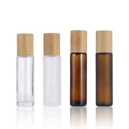 Glass Essential Oil Roll On Bottles with Stainless Steel Roller Balls and Bamboo Lid 5ml 10ml 15ml Refillable Perfume Sample Bottle Cos Gqdt