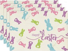 Table Mats Colourful Happy Easter Placemats Set Of 4 12x18 Inch Seasonal Spring Holiday For Party Kitchen Dining