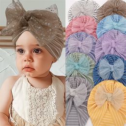 Baby Spring Autumn Thin Bow Princess Hat Newborn Stripe Hat Children Caps Kids Turban Hair Band Boutique Baby Accessories