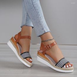 Dress Shoes Thick Platform Women Solid Casual Wedges Heels Sandals Open Toe Buckle Summer Beach Lightweight For