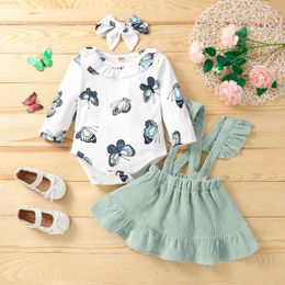 Clothing Sets Winter Newborn Baby Girls Clothes Set Long Sleeves Romper Bodysuit Top Skirt Months Headband Outfits