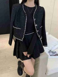 Two Piece Set Winter Jacket Women Jackets 2023 Womens Coat Designer Fashion Sexy Suit Tweed Jacket Short Skirt Two Piece Fashion Suit Christmas Gift G2ML