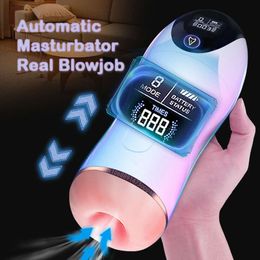 Sex Toy Massager Automatic Male Cup Sucking Vibration Blowjob Real Vagina Penis Oral Machine Adult Toys for Men