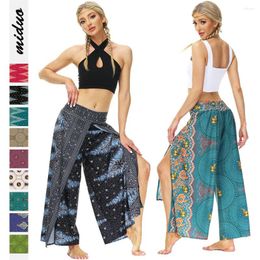 Women's Pants Womens Palazzo Casual Yoga Wide Leg Fashion Slit Summer Long Pant Beach Boho Hippie Bohemian Sport Trousers