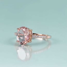 Band Rings GEM'S BEAUTY Rose Gold Filled Sterling Silver Natural Morganite Rings Oval Cut Handmade Romantic For Women Engagement Rings AA230426