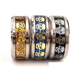 Band Rings 30Pcs Top Quality Men039S Skl Stainless Steel 316L Gothic Biker Ring Comfortfit Whole Jewelry Lot9417761 Drop Delivery Dho91