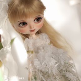 Dolls Flan BJD Doll 16 LDS Lusy Female body Blondes with big eyes Wear Handmade Silk Flower headdress Resin Ball Jointed 230427