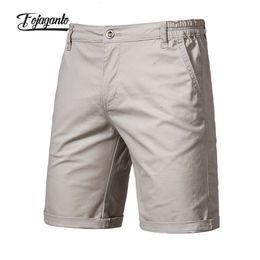 Men's Shorts FOJAGANTO Men's Summer Shorts Cotton Solid Colour High Quality Five-Point Shorts Casual Business Social Straight Shorts Male 230427