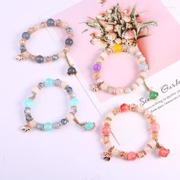 Charm Bracelets Rose Sisi Korean Style Student Bracelet For Women Crystal Agate Colour Pendant Pearl Tassel Beads Jewellery Woman Gift