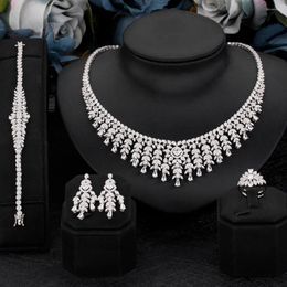 Necklace Earrings Set Bride Talk Trendy 4 PCS Women Fashion Jewelry For Wedding Party Cubic Zirconia High Quality Gift Bridal Jewellery
