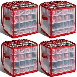 Christmas Decorations Translucent PP Christmas Ornament Storage Box 64 Grids Christmas Ball Storage Containers Holiday Xmas Ornaments Organiser 231127