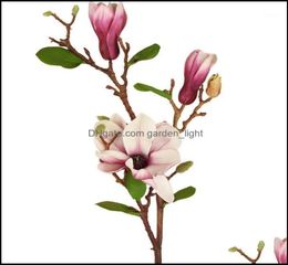 Festive Party Supplies Garden Decorative Flowers Wreaths Rinlong Artificial Magnolia Silk Long Stem Fall Decor Flower For Tall V2566328