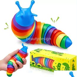 Decompression Toy New Fidget Toys Slug Articated Flexible 3D Slugs Toy All Ages Relief Anti-Anxiety Sensory For Children Aldt Drop Del Dhodb