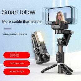 Tripods FGCLSY 2023 New Bluetooth Wireless Tracking Shooting Handheld Gimbal Stabiliser with Fill Light Remote Control Selfie Stick J230427