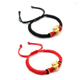 Charm Bracelets 4XBE Unisex Cute Lucky Cow Adjustable Braided Bracelet Handmade Weaven Knots Rope Chain Bangles Jewelry Gifts