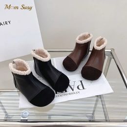 Boots Fashion Baby Boy Girl Ankel Boot Winter Autunm Spring Child PU Leather Warm Fleece Shoes Waterproof Short 14Y 231127