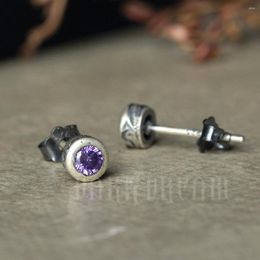 Stud Earrings Arrival Purple Crystal Simple 925 Sterling Silver For Women Men Ear Piercing Jewelry