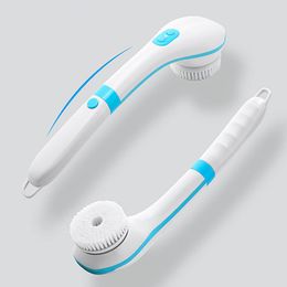 Scrubbers New Electric Bath Brush 5 In 1 Household Rechargeable Waterproof Massage Handheld Body Brush Long Handle Back Rubbing Artifact