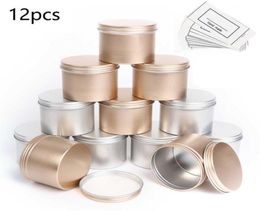 12pcs 100ml Round Empty Aluminium Tin Jar Tea Package Box Can Sundry Ktichen Storage Pot Gold Silver Black Metal Containers7926912