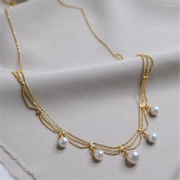 Pendants Five Pearls Charm Lace Necklace Temperament Ladies Romantic Clavicle Chain Women Luxury Fine Jewellery Lovely Birthday Gift