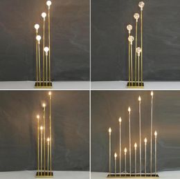 Party Decoration 10head Golden Metal Candelabra Candle Holder Wedding Table Centrepieces Home Tall Electronic Candlestick6548063