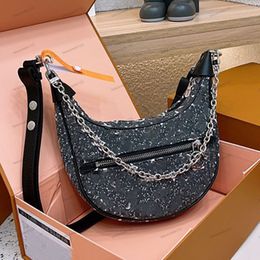 Luxury handbag Fashion Women Pochette Designer Bag Brown Flower Letter Half-moon Baguette Crossbody Chain Shoulder Backpack Loop Purses Croissant Tote Bag