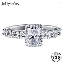 Cluster Rings Jellystory Luxury Ring 925 Sterling Silver Charm With Rectangle Shape Zircon Gemstone Jewellery For Women Wedding Engagement