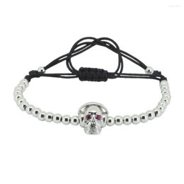 Charm Bracelets Anil Arjandas Men Bracelet Personality Res Eyes Skull Skeleton 4mm Beads Black Rope Braiding Macrame