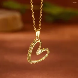 Pendant Necklaces Irregular Hollow Heart Gold Colour Necklace For Women Stainless Steel Neckalce Choker Everyday Trend Jewellery Gift