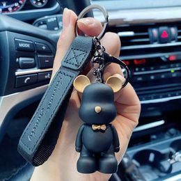 Key Rings Cute Resin Keychain Charm Tie The Bear Pendant For Women Bag Car KeyRing Mobile Phone Fine Jewelry Accessories Kids Girl Gift J230427