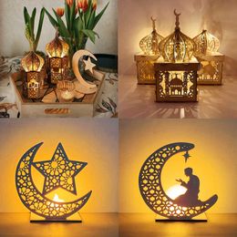 Lights Mubarak Wooden Pendant Night Light Ramadan ation for Home Islamic Muslim Party EID Gifts Moon Lamp Room Decor AA230426