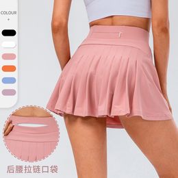 Skirts Streetwear Female Nude Fitness Tennis Skirt Double layered Anti glare Dance Pleated Skirt Running Breathable Sports Short Skirt
