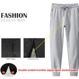 Women s Pants s Spring and Winter Pure Cotton Sports Luxury Casual Outdoor Open Crotch Invisible Zipper Sex Men Fashion Street 231124