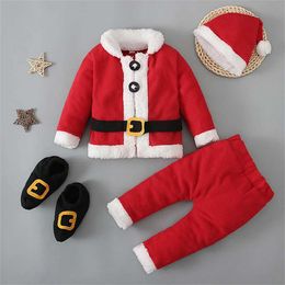 Clothing Sets Baby Christmas Outfits Toddler Boy Girl Santa Costume Long Sleeve Top Pants Hat and Sock Suit Xmas Newborn Baby Clothing