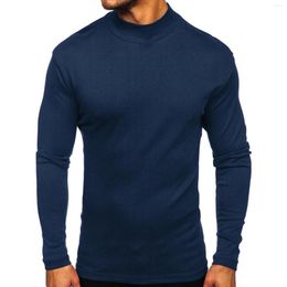 Men's T Shirts 8 Colors Men Fashion Solid Color Turtleneck Basic T-shirts Male Slim Fit Long Sleeve Pullover For Winter Fall