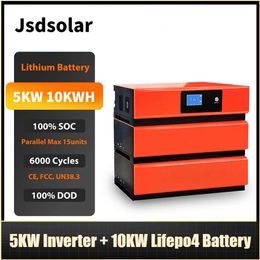 Jsdsolar Two In One Solar Inverter 5.5KW with Two 51.2V 100ah 5KWH LiFePO4 Battery 51.2V MPPT Inverter for Energy Storage Syste