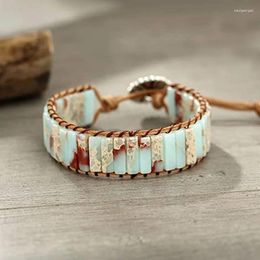 Charm Bracelets Boho Leather Wrap Bracelet Emperor Stone Hand Woven Creative Jewellery Good For Gifts And Own Use