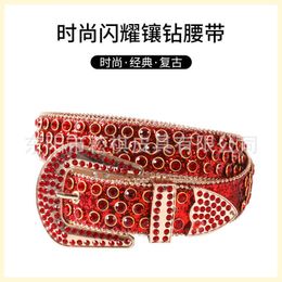 Suspenders Feng Shui Leather Belt for Women Handmade Diamond Embedding Fashion Versatile Jeans and Dresses Decoration