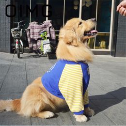 Dog Apparel OIMG Patchwork Medium Large Dogs Clothes Striped Pet Clothing Labrador Alaskan Long Sleeve Shirts Soft Big Accessories