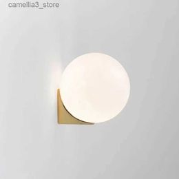 Wall Lamps Creative personality art wall lamp simple glass ball decoration aisle bedroom bedside wall light Q231127