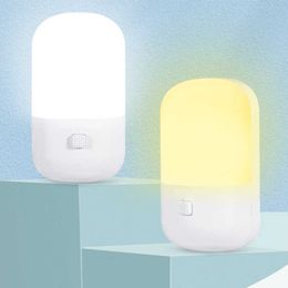 Lights 3W Light Energy Saving Wo-color Plug-in Switch LED Feeding Socket Bedroom Night Bedside Lamp AA230426