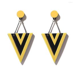 Dangle Earrings WYBU Est Sheets Of Cellulose Acetate Double Layer Triangle Drop Earring For Women Geomatric White Black Ear Jewelry