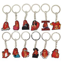 wholesale cartoon anime keychains pvc soft rubber DIY oranment keyring car bag pendant gift